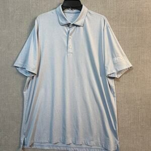 Johnnie-O Mens XL Performance Polo Blue White Stripes Golf Blue Logo